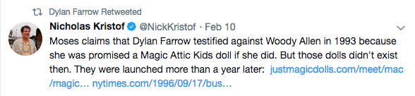 Nicholas Kristof is lying grossly about Moses Farrow
