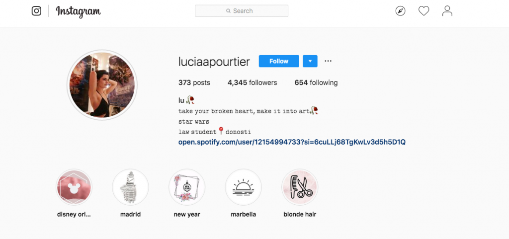 Lucía Aranjuelo Pourtier - Instagram account
