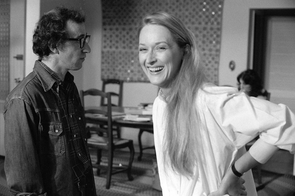 Meryl Streep and Woody Allen during the filming of Manhattan